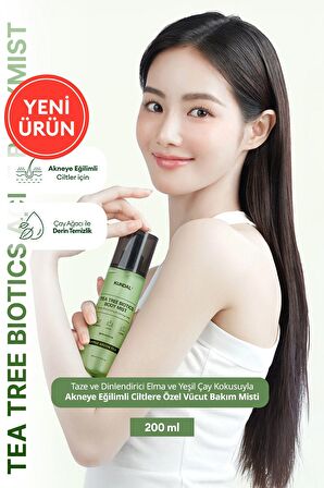 Akneye Eğilimli Ciltlere Vücut Bakım Misti KUNDAL Tea Tree Biotics Body Mist 200ml (Apple Green Tea)