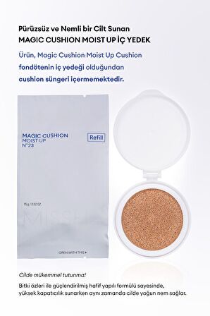 Aydınlık Görünüm Sunan SPF50+ PA+++  Cushion Fondöten 15g Magic Cushion Moist Up no.23 (İç Yedek)