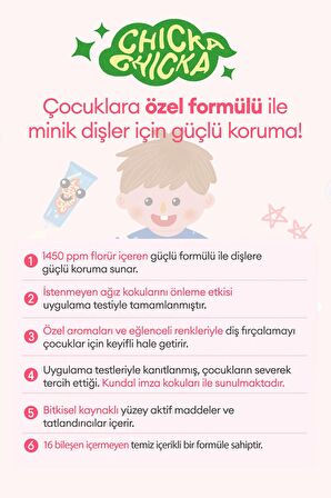 Renkli, Çürüklere Karşı Etkili Çocuk Diş Macunu KUNDAL Chicka Smile Kids Toothpaste (Peach)