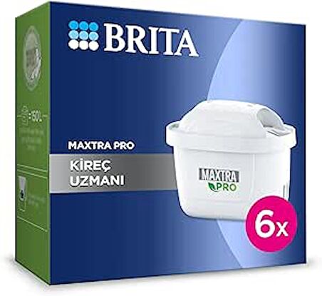 BRITA MAXTRA PRO Kireç Uzmanı Yedek Su Arıtma Filtresi, 6’lı