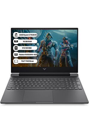 HP Victus 15-FB2028NT AMD R5 7535HS 16GB 512GB SSD RX6550M-4GB Freedos 15.6" FHD 144Hz Taşınabilir Bilgisayar A44MJEA