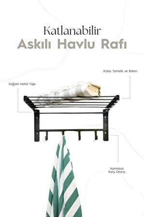 Duvara Monte Katlanabilir Çamaşır Askısı - 60x30 cm - Antrasit
