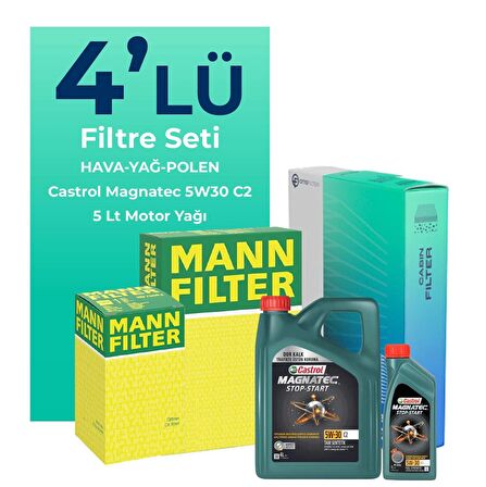 MANN Kia Cerato 1.6 Dizel Filtre Bakım Seti Castrol Motor Yağlı (2016-2019) 4 Lü