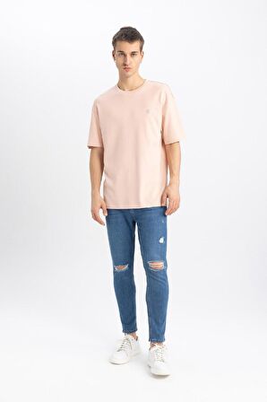DeFacto Comfort Fit Bisiklet Yaka Baskılı Kısa Kollu Ağır Kumaş Tişört B4288AX24SPPN188