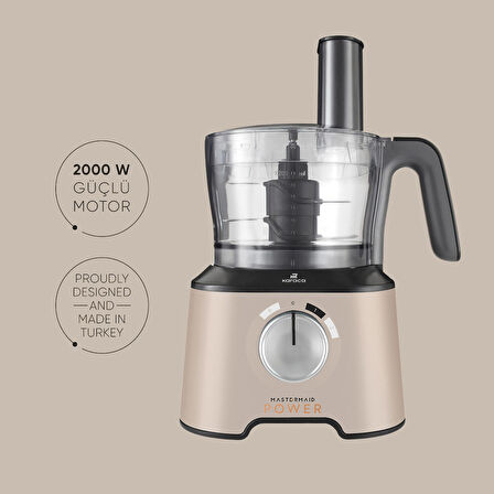 Karaca Mastermaid Power Essential Iconic Beige Mutfak Robotu, Blender Seti 2000 W