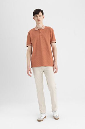 DeFacto New Regular Fit Polo Yaka Waffle Kısa Kollu Basic Düz Tişört B4508AX24SPOG604