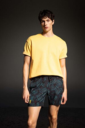 DeFactoFit Regular Fit Baskılı Esnek Dokulu Kısa Boy Sporcu Deniz Şortu A4185AX24HSBK81