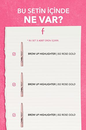 Flormar Aydınlatıcı Kaş Kalemi Brow Up 3'lü Set- Rose Gold