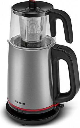Homend Royaltea 1750H Cam Demlikli Inox Siyah Çay Makinesi