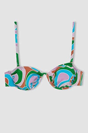 DeFacto Regular Fit Desenli Bikini Üstü-Fall in Love D2637AX24HSTR43