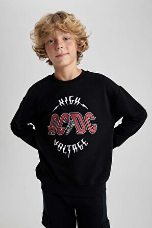 DeFacto Erkek Çocuk AC/DC Bisiklet Yaka Sweatshirt B1289A823AUBK81