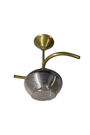 Fuji Eskitme Tekli Füme Yatsı Camlı Avize | Kaliteli Modern Metal Avize