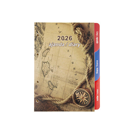 2K 2026 Organizer Ajanda Yedeği 4 Delikli A5 Tarihli Çizgili Blok Ivory Kağıt 15x21 cm YDK1