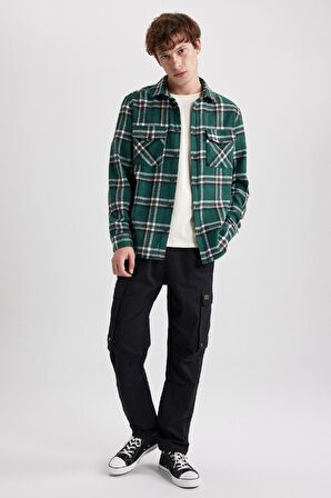 DeFacto Regular Fit Cepli Kareli Oduncu Uzun Kollu Gömlek B4479AX23AUGN919