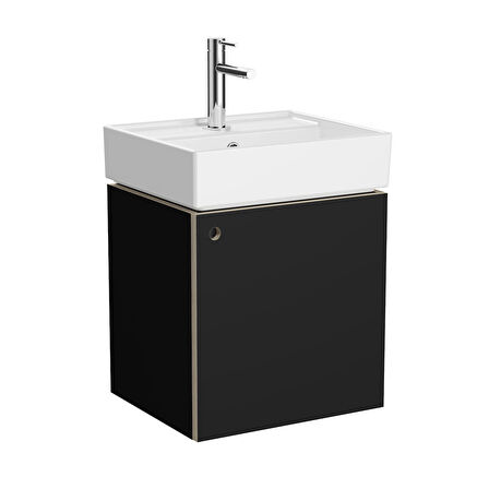 VitrA ArchiPlan 66557 Lavabo Dolabı, 45x38 cm, Mat Siyah / Sağ