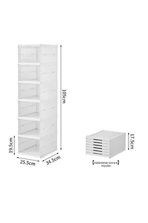 OG01 - Katlanabilir Ayakkabı Rafı | Kolay Kurulum, Modüler, Kapaklı, Istifleme Için Uygun Kutu 6'lı
