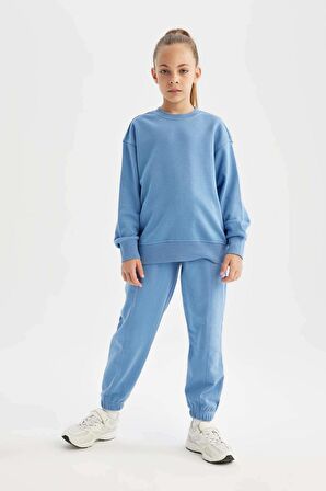 DeFacto Kız Çocuk Relax Fit Bisiklet Yaka Basic Okul Sweatshirt A2797A824AUBE756