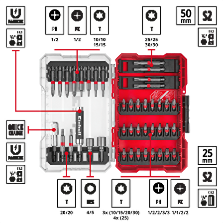 Orijinal Einhell M-CASE 42 parça uç seti - 49118953