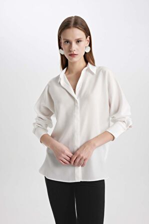 DeFacto Loose Fit Tensel Uzun Kollu Gömlek B0752AX24SPWT32