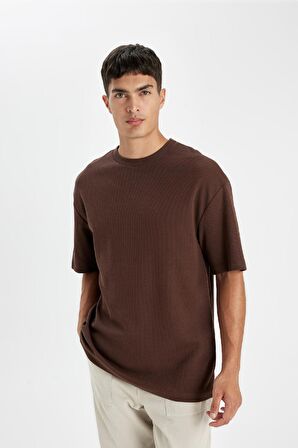DeFacto Relax Fit Bisiklet Yaka Pamuklu Kısa Kollu Basic Düz Tişört D2531AX24AUBN497