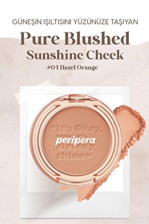 Pastel Tonlarda Sebum Dengeleyici Toz Allık Peripera Pure Blushed Sunshine Cheek (04 Hazel Orange)