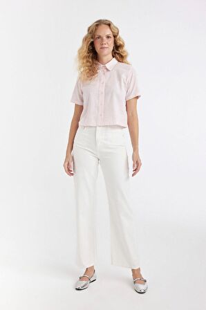 DeFacto Crop Kısa Kollu Açık Pembe Gömlek D4170AX24SMPN289