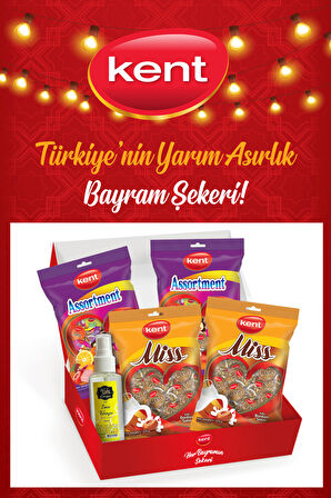  Kent Karışık ve Misbon Sütlü Bayram Şekeri (375 Gr x 4 Adet) Kolonya Hediyeli