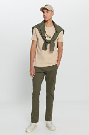 Standart Fit Normal Kesim %100 Pamuk Baskılı Bisiklet Yaka Tişört