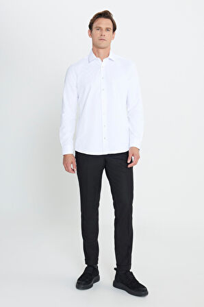 Slim Fit Dar Kesim Klasik Yaka Armürlü Gömlek