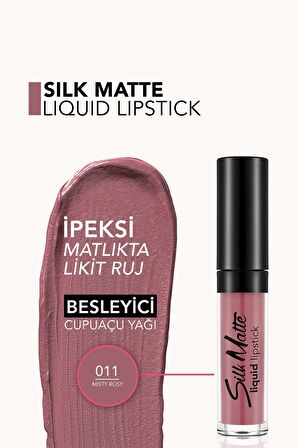 Kadife Dokulu Likit Mat Ruj - Silk Matte Liquid Lipstick - 011 MISTY ROSY - 8690604505388