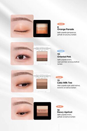Yumuşak Dokulu, Dökülme Yapmayan 3 Renkli Göz Farı Triple Shadow (No.14 Dewy Apricot)