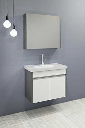 Aden 65 Cm Banyo Dolabı - Antrasit / Beyaz (Boy Dolap Hariç)