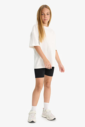 Kız Çocuk Baskılı Biker Tayt