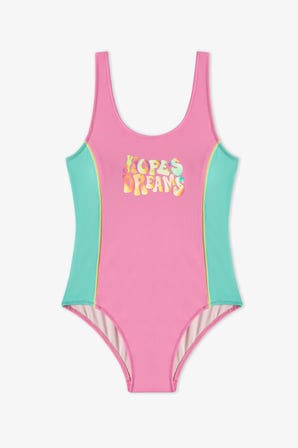 Kız Çocuk Açık Pembe Beauty Spor Hologram Desenli Mayo