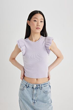 DeFacto Slim Fit Dar Kesim Bisiklet Yaka Fitilli Kaşkorse Kısa Kollu Tişört X5562AZ24SPPR242
