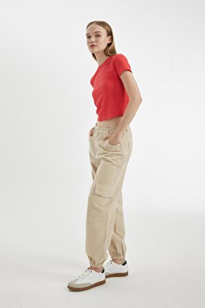 DeFacto Coool Jogger Pantolon Gabardin KumaşNormal Bel Basic Düz Kargo Cepli B0454AX24AUBG737