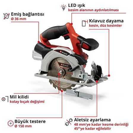 Einhell TE-CS 18/150 Li - Solo, Akülü Daire Testere