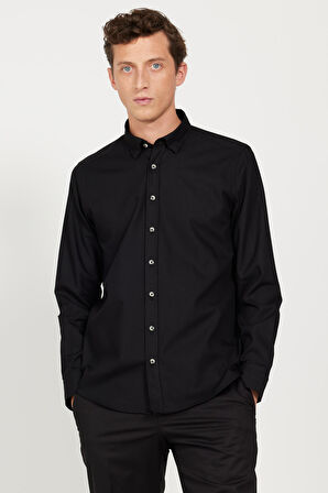 Slim Fit Dar Kesim Düğmeli Yaka Flanel Oduncu Gömlek