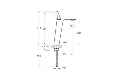 VitrA Memoria A42331 Yüksek Lavabo Bataryası, Krom