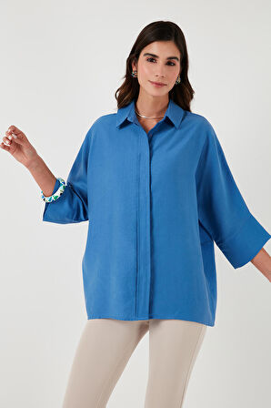 Lela Pamuklu Truvakar Kol Oversize Gömlek Kadın GÖMLEK 514344020