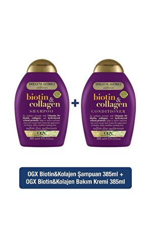 OGX Dolgunlaştırıcı Biotin&Kolajen Şampuan 385ml+OGX Dolgunlaştırıcı Biotin&Kolajen Bakım Kremi 385m