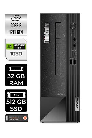 Lenovo NEO 50S i3 12100 32GB RAM 512GB SSD GT1030/4GB FDOS 11SX002VTX MASAÜSTÜ PC & PER4 BELLEK