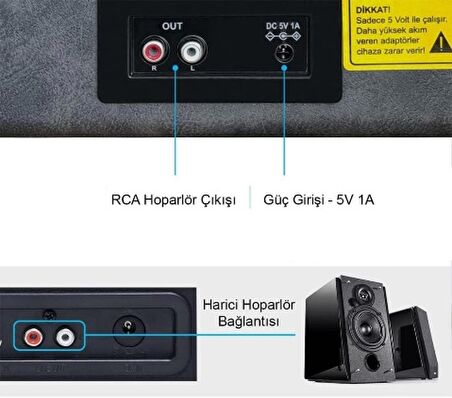 ST14012 Bluetooth ve Şarj Özellikli Pikap 33-45-78 Devir