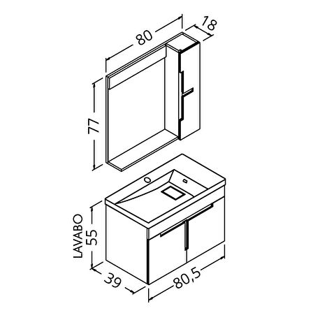 TEMPO 80 CM BANYO DOLABI  - BOY DOLAP HARİÇ - 