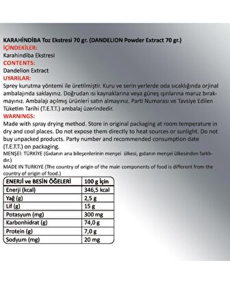 Karahindiba Toz Ekstresi 70 Gr. Cam Kavanoz