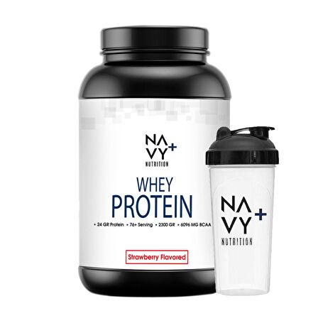 Navy Plus 2 Adet 2300 GR Whey Protein Tozu Çilek Aromalı + Shaker