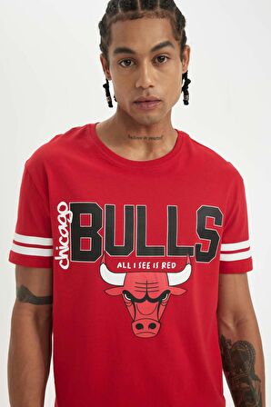 DeFactoFit NBA Chicago Bulls Standart Fit Bisiklet Yaka Kısa Kollu Tişört A1995AX24SMRD296