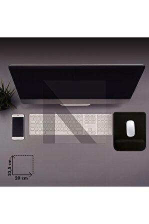 MP02 - Siyah Dörtgen Bilek Destekli Mouse Pad | Konfor, Kaymaz Taban, Ergonomik, Yumuşak, Ev,ofis