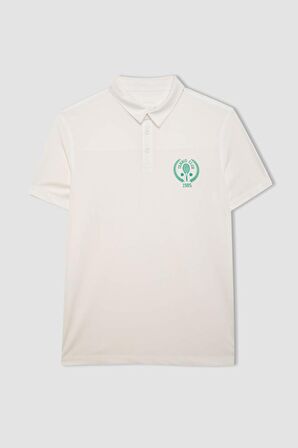 DeFactoFit Standart Fit Baskılı Sporcu Ağır Kumaş Kısa Kollu Polo Tişört C0416AX24SMWT80