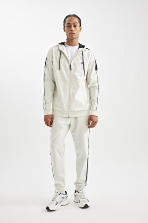 DeFactoFit  Standart Fit Normal Kesim Skuba Dalgıç Kumaş Kapüşonlu Sporcu Fermuarlı Sweatshirt B4535AX24AUBG721